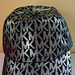 Michael Kors Black and Silver Adjustable MK Logo Cap.BNWT